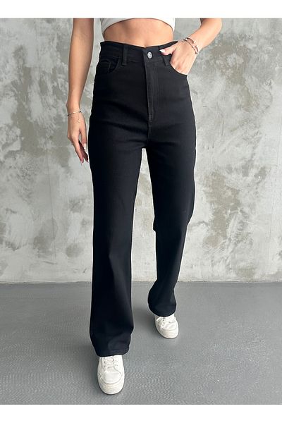 Linarose Women's Loose Fitting Pipe Leg Lycra Palazzo Jean Trousers