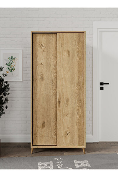 KZNMOB HOME Sürgülü Çok Amaçlı Ayakkabı Dolabı, Ayakkabılık Meşe - Tamamı 1. Kalite Mdf