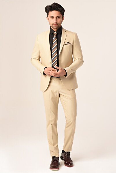 AGUSTİNİ Bej Renk Erkek Takım Elbise Slim Fit | Agustini