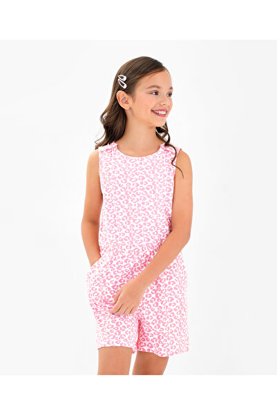 Primo Gino Primo Gino Cotton Elastane Knit Sleeveless Cheetah Print  Jumpsuit  - Pink
