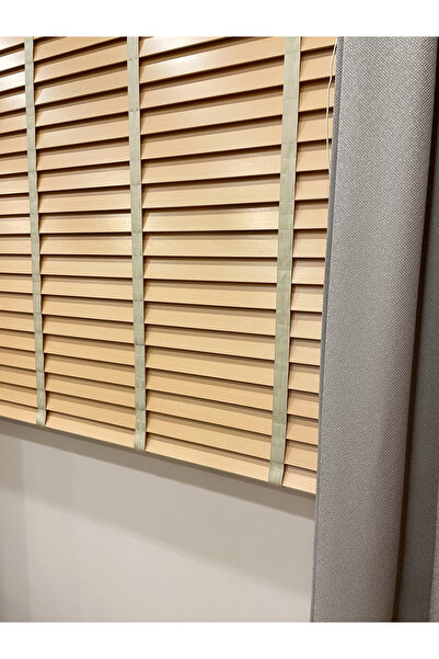 Brillant Doğal Ahşap Rengi %100 Orijinal Ahşap Jaluzi Perde 50 Mm Ofis Modern Ve Tüm Mekanlar