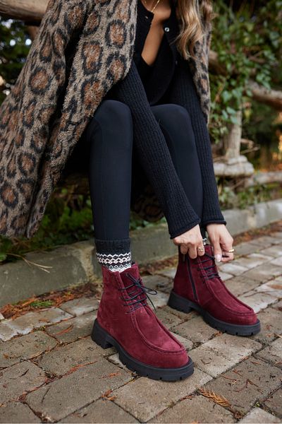 ANGELİNA JONES CIZME ATTO FEMEI Bordeaux REAL SUEDE