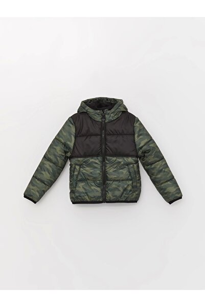 LC Waikiki Lcw Kids, kaki, cu glugă, cu model de camuflaj, pentru băieți