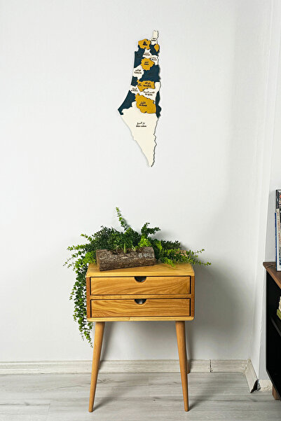 Colorfull Worlds 3D Wooden Palestine Map 60X22- Wooden Palestine - Islamic Wall Art Home Office Mosque Decor