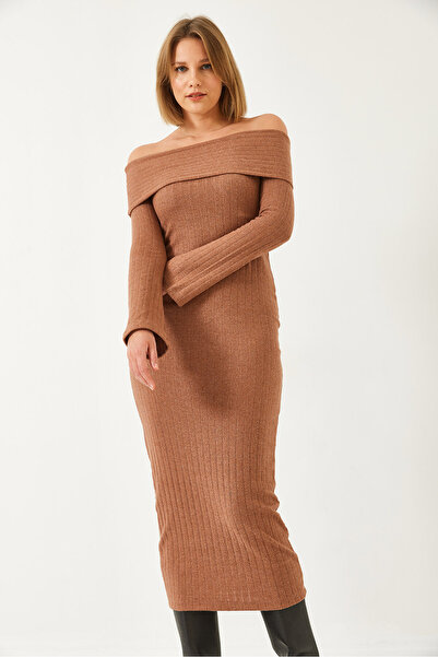 Bianco Lucci Γυναικείο ισπανικό φόρεμα με ραβδώσεις με γιακά Madonna 0201 60261176