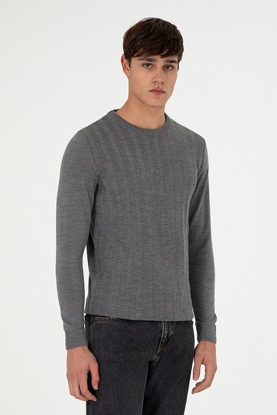 U.S. Polo Assn. Men's Gray Melange Sweater 50292865 -Vr086