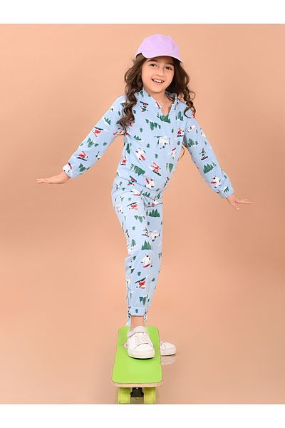 LilPicks By Styli Graphic Print Fleece Sweatshirt & Joggers Set