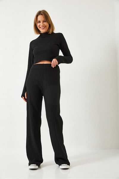 Bianco Lucci Women &Apos; S Set with Finger Straps - Elastic Waisted Palazzo Pants, 0206 60261177