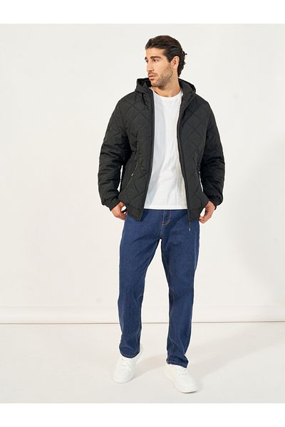 Styli Diagonal Quilted Hooded Puffer Jacket