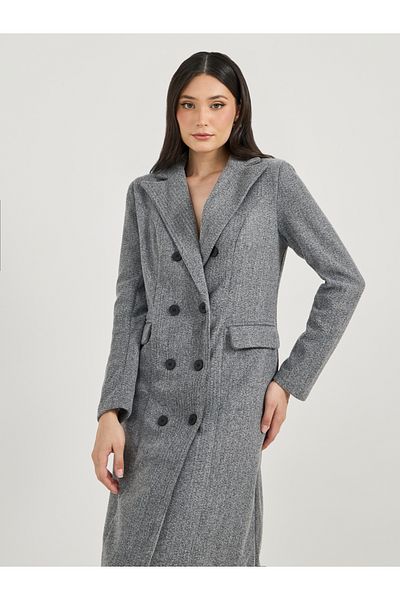 Styli Notch Lapel Blazer Midi Dress with Flap Pocket