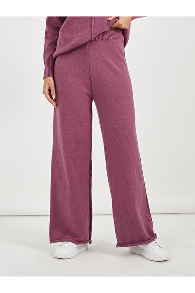 Styli Solid Crew Neck Knit Sweater & Wide Leg Pants Co-Ord Set