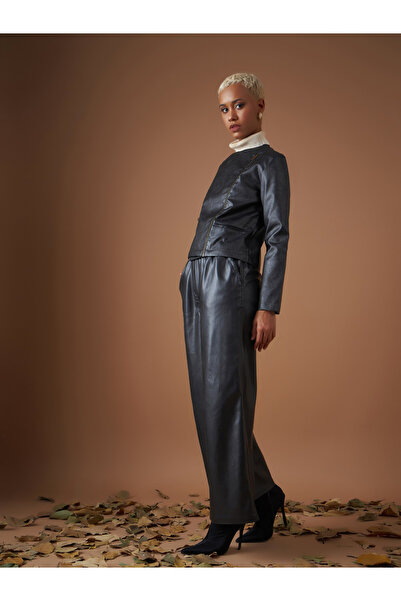 Sassafras By Styli Leather Look Wrap Front Biker Jacket