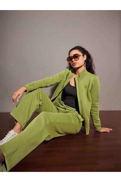 Sassafras By Styli High Neck Fleece Zipper Jacket