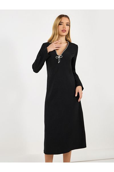 Styli Studded Bow Detail A-Line Midi Dress