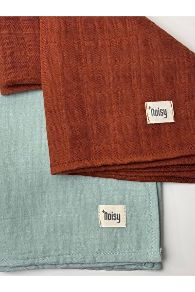 NOİSY TEKSTİL Multi-Purpose 2 Pieces 100% Cotton 70X70 cm 2 Layer and 3 Layer Muslin Baby Blanket % Cover