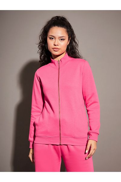 Sassafras By Styli High Neck Fleece Zipper Jacket