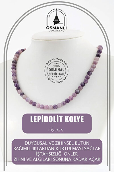 OSMANLI DOĞAL TAŞ قلادة ليبيدوليت 6 ملم من الحجر الطبيعي