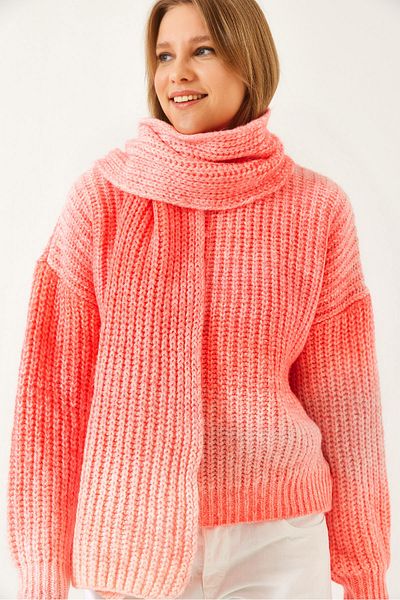 Bianco Lucci Crew Neck Knit Scarf Women's Sweater - Tk 241217 60261174