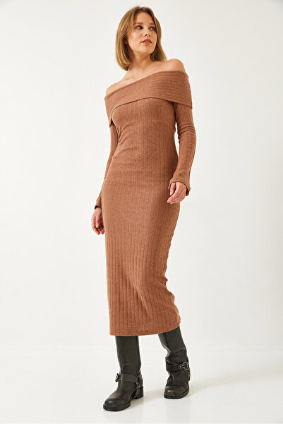 Bianco Lucci Γυναικείο ισπανικό φόρεμα με ραβδώσεις με γιακά Madonna 0201 60261176