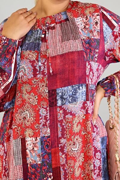 Ferace Burgundy Viscose Hijab Dress - Women's Large Size