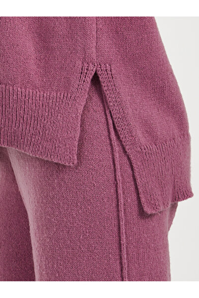 Styli Solid Crew Neck Knit Sweater & Wide Leg Pants Co-Ord Set