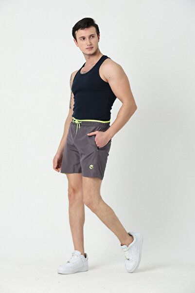 rlt relax time Men's Anthracite-neon Yellow Garnished Embroidered Pool-Sea Shorts