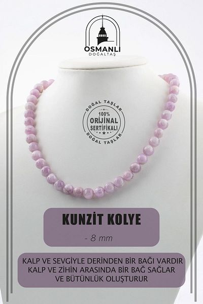 OSMANLI DOĞAL TAŞ 8 mm Kunzite Strand Natural Stone Necklace