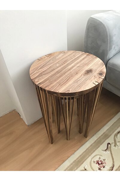 By Bostan Ahşap Ceviz 3 Adet Zigon Sehpa (Yeni Model)