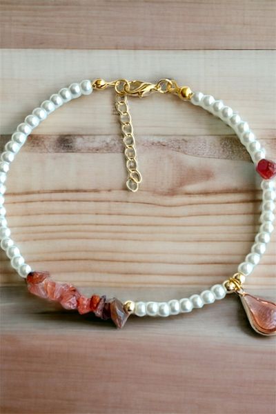 Sose Moda Orange Drop Stone Broken Natural Stone Bracelet