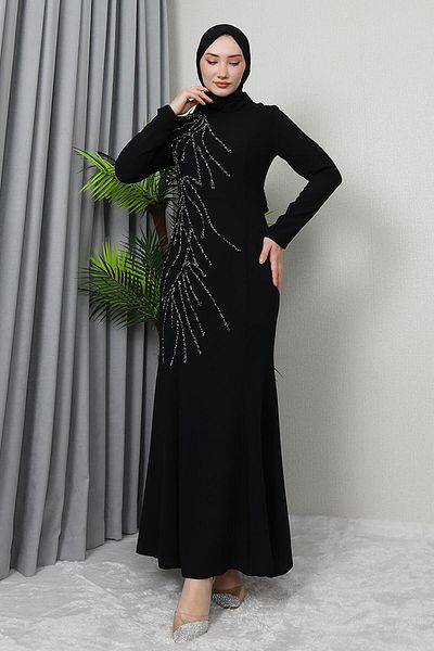 GİYZAMİLA Μαύρο Φόρεμα Hijab - Hiranur