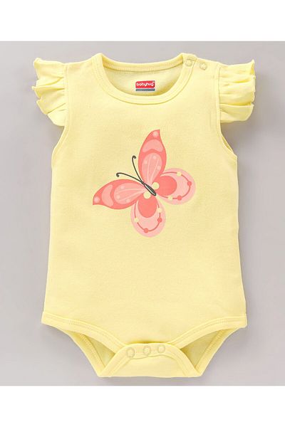 Babyhug %100 Pamuklu Fırfırlı Kollu Tek Parça Kelebek Desenli 3'lü Paket - çok Renkli