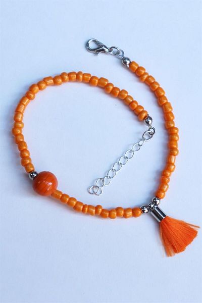 Sose Moda Orange Bracelet with Bead Detail