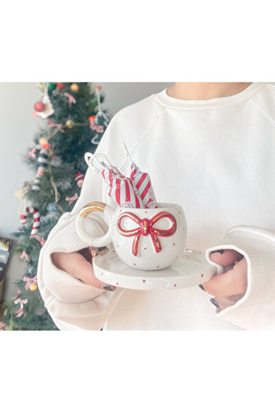 Mugtasarım 24K Gold Gilded Hand-Made Ceramic Double Turkish Coffee Cup with R...