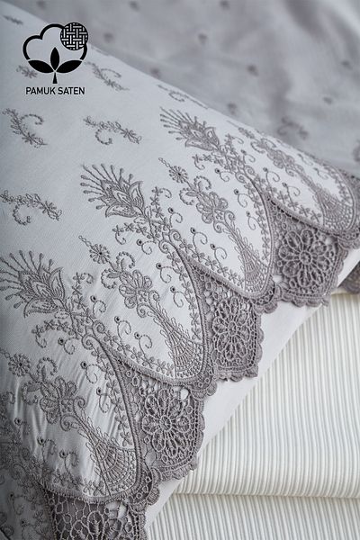 Nazik Home إيما لاسي - طقم غطاء لحاف وغطاء لحاف مزدوج مكون من 7 قطع