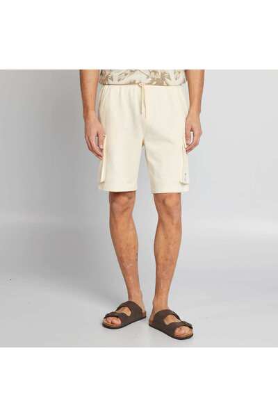 KIABI Sweatshirt fabric shorts with side pockets WHITE