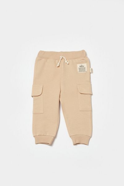 BabyCosy Pantaloni Cu Buzunare Laterale, Two Thread, 100%bumbac Organic - Stone,