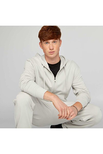 KIABI Lightweight zip-up hooded sweatshirt GREY