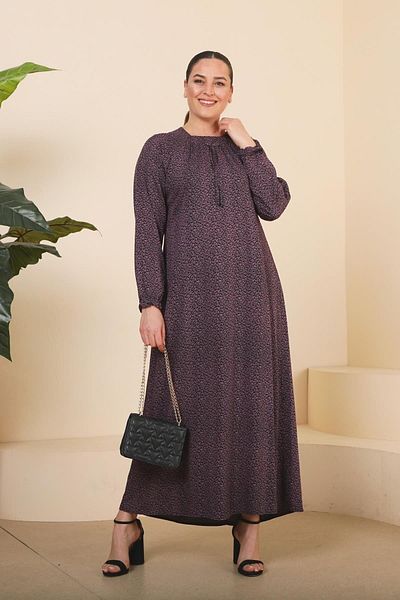 Ferace Women's Large Size Crispy Pattern Long Mother's Casual Dress