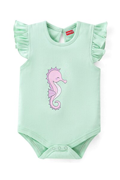 Babyhug 100% Cotton Half Sleeves Onesie With Sea Life Print Pack Of 3 - Purple Pink & Green