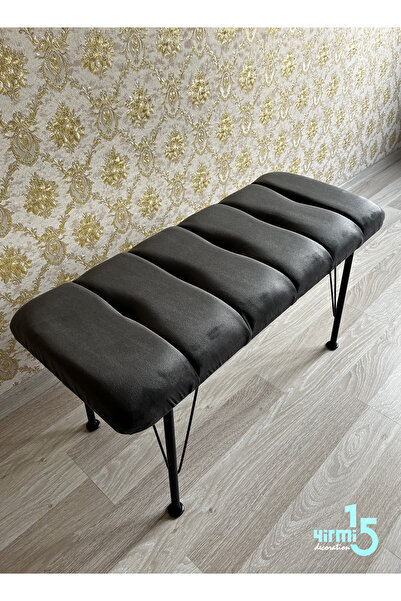 Yirmi15 Metal Ayaklı Eco Füme Bench Babyface Puf & Bench- Füme Bench