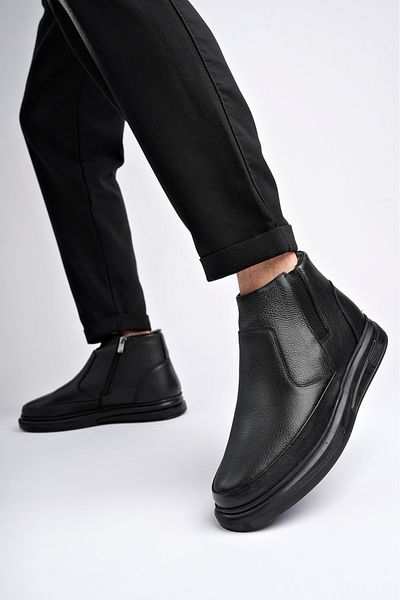 Deripabuc Genuine Leather Men's Black Leather Boots Mrd7-0601
