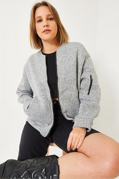 Bianco Lucci Women's Pocket Detailed Lined Soft Bomber Jacket 2560 60261186