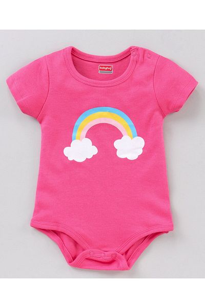 Babyhug قطعة واحدة مطبوعة بأكمام قصيرة من القطن بنسبة 100% مكونة من 5 قطع - متعددة الألوان