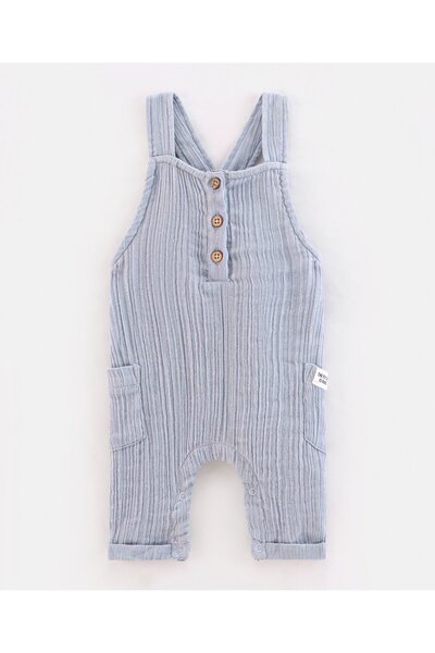 Bonfino Full Sleeve T-Shirt with Dungarees Set - Powder Blue