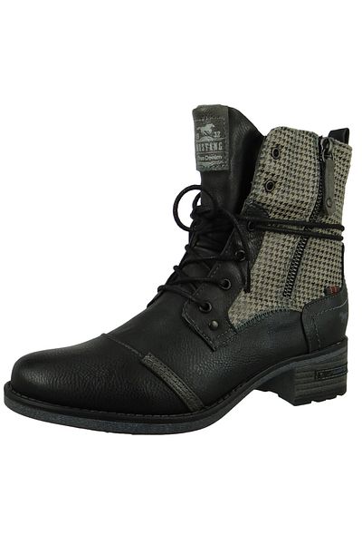 Mustang Damen Sportliche Stiefelette Winterschuhe 1229510 Schwarz 9 schwarz Lederimitat/ Textil