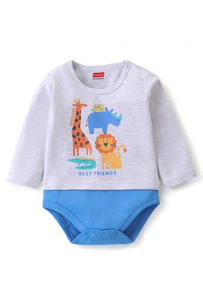 Babyhug بذلة قطنية طويلة الأكمام مطبوعة على شكل حيوانات - متعددة الألوان