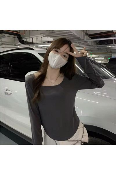 Touz Moda Basic μονόχρωμη μακρυμάνικη μπλούζα Crop Body