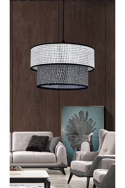 Emg DesiGn Rattan 2 Tier Cake Pendant Lamp Chandelier Children's Room Bedroom Living Room Kitchen Hall
