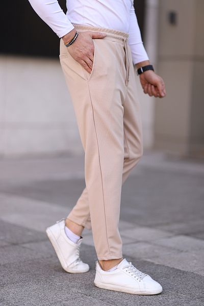 Newtime Men's Slim Fit Tie Waist Elastic Flexible Lycra Cotton Jogger Pants