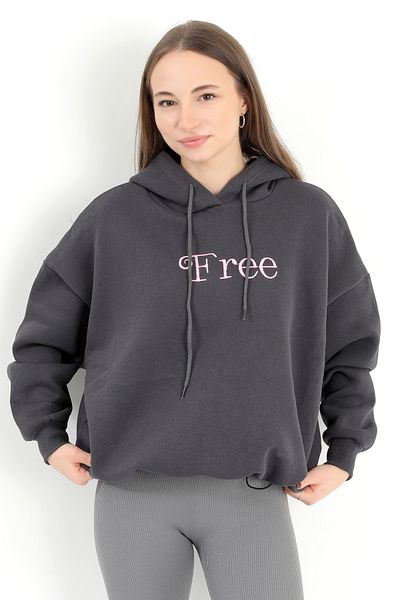 GİYSA Hanorac cu glugă cu glugă, cu 3 fire, brodat fără fum, pentru femei - 5082